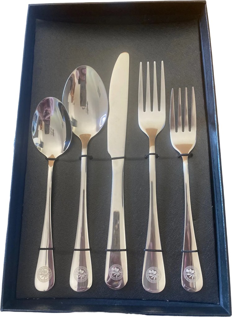 Evőeszköz szett Ezüst 5 részes kanál kés villa gyönyörű étkészlet