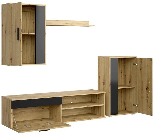 Benson 4 részes nappali szett kézműves tölgy, fekete