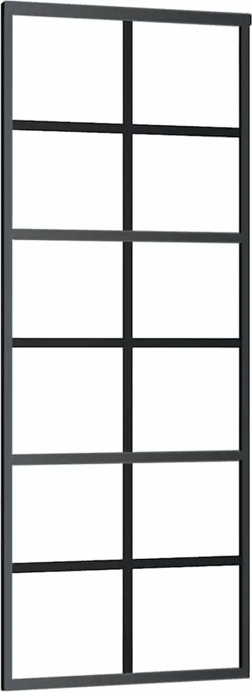 vidaXL fekete ESG üveg és alumínium tolóajtó 76 x 205 cm
