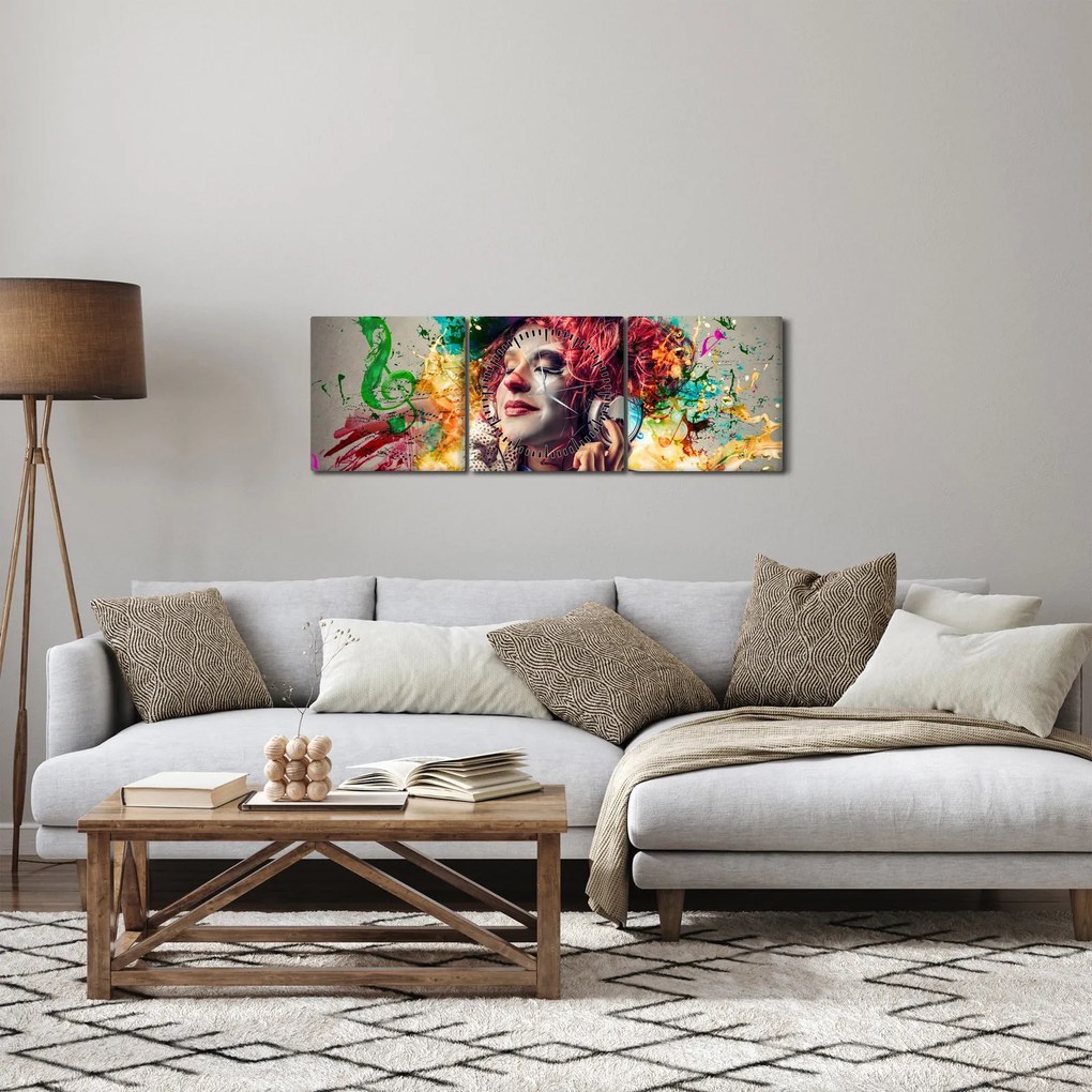 Kép - Női művész fejhallgatóval (órával) (90x30 cm)