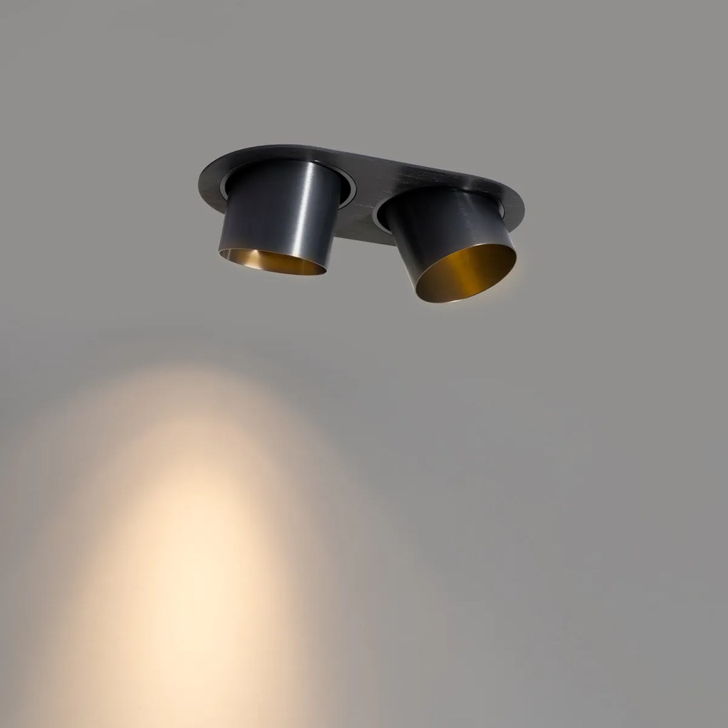 Kerek beépíthető reflektor pisztolyfémszürke GU10 70 mm dönthető 2 fényű - Installa