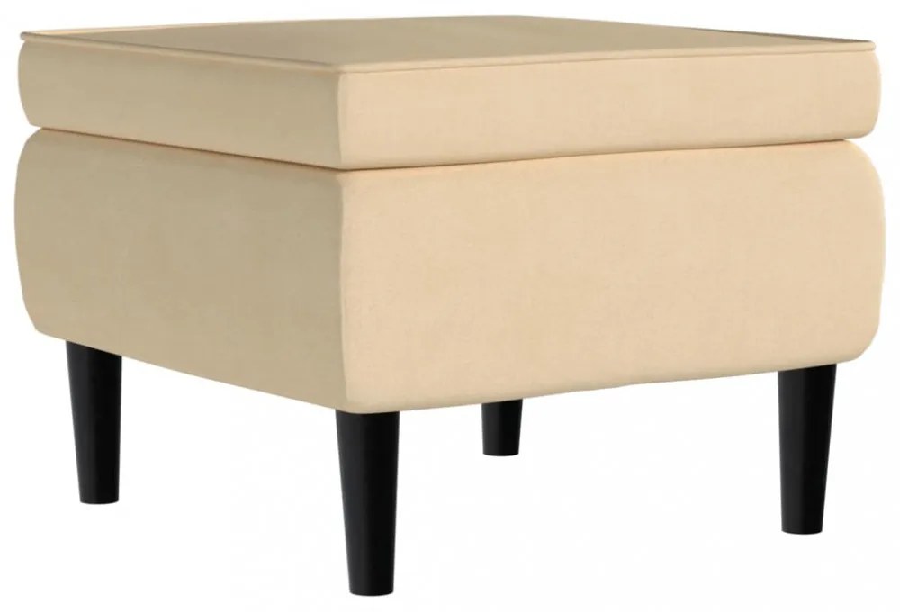 krémszínű bársony zsámoly falábakkal