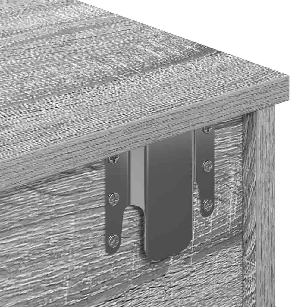 szürke sonoma szerelt fa falipolc fiókokkal 100 x 37,5 x 19 cm