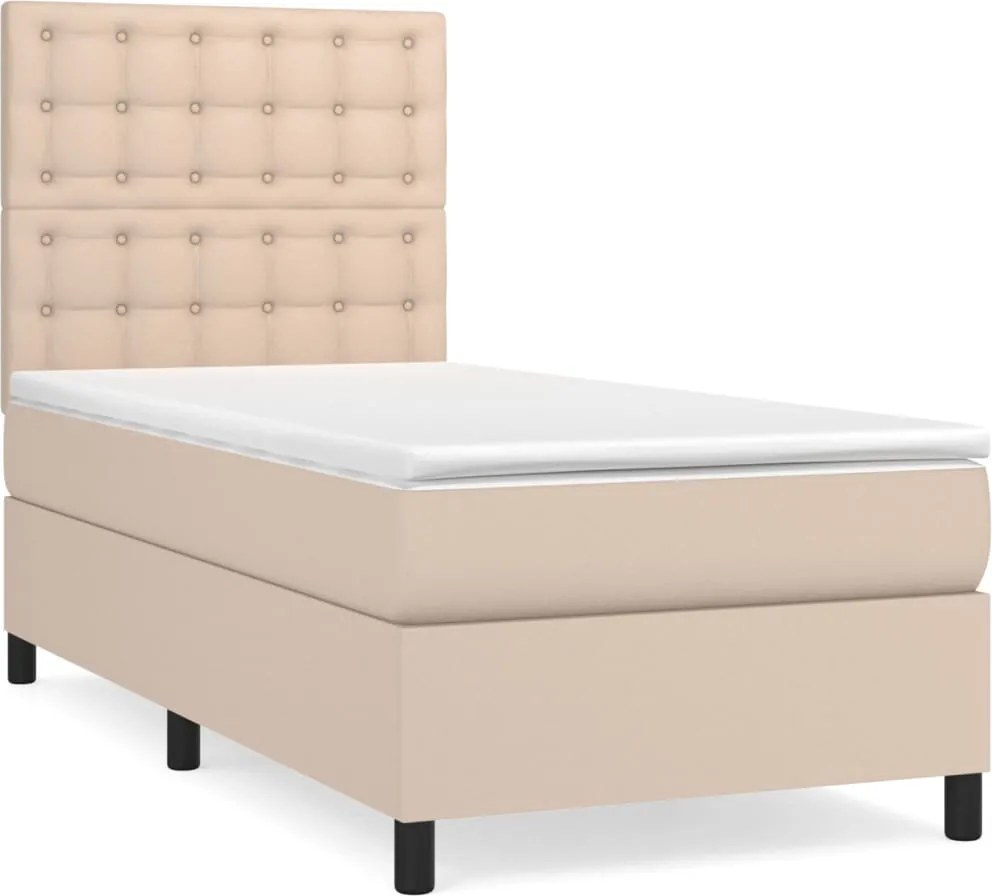 vidaXL cappuccino színű műbőr rugós ágy matraccal 80 x 200 cm