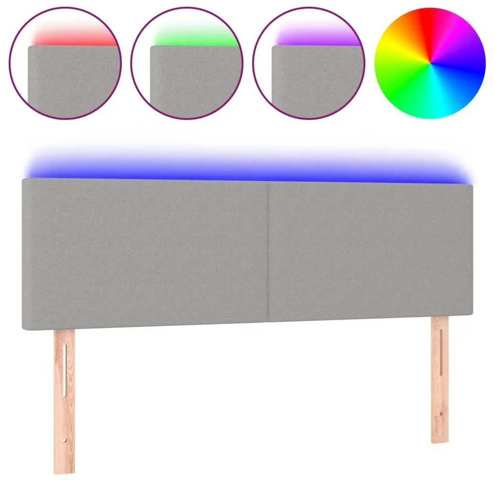 világosszürke szövet LED-es fejtámla 144 x 5 x 78/88 cm