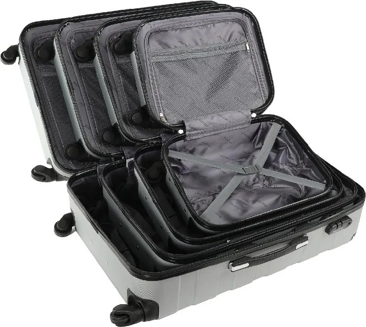 Deuba Set 4 db utazóbőrönd - ezüst