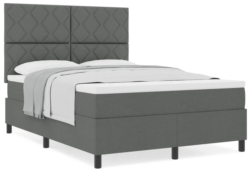 Boxspring Ágy Matraccal Sötétszürke 140x190 cm Szövet