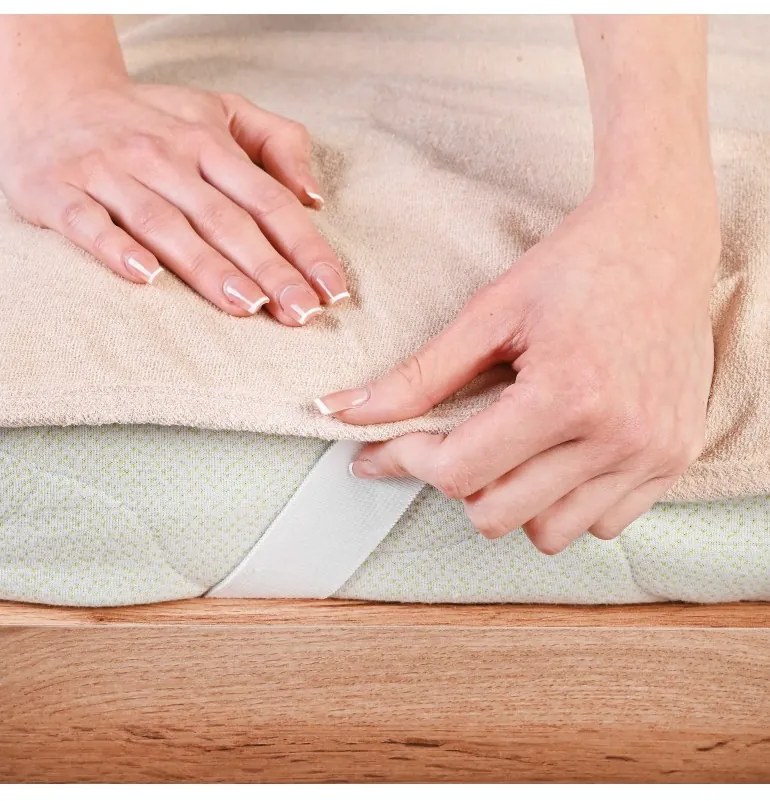 EMI krémszínű vízhatlan lepedő gumiszalaggal, 90x200 cm