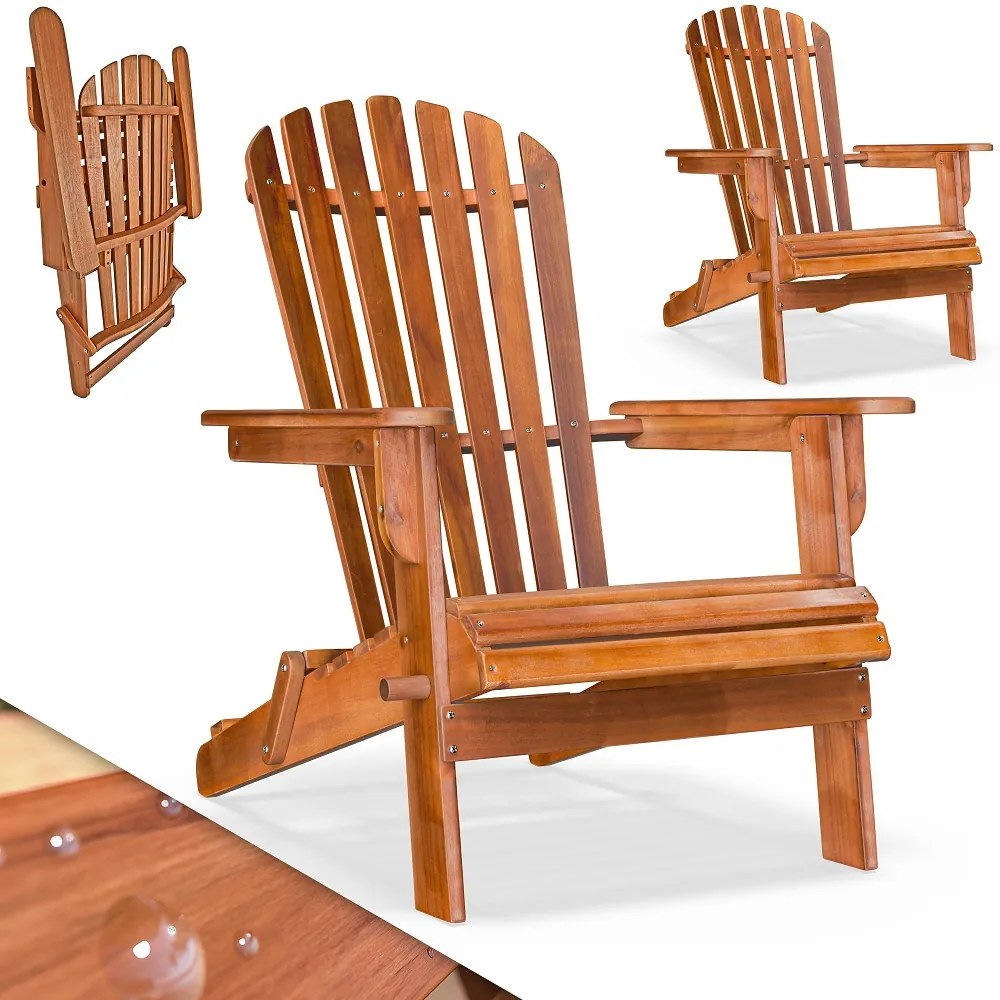 Casaria Kerti nyugágy ADIRONDACK, dönthető, 69x84x94 cm, natúr barna színben