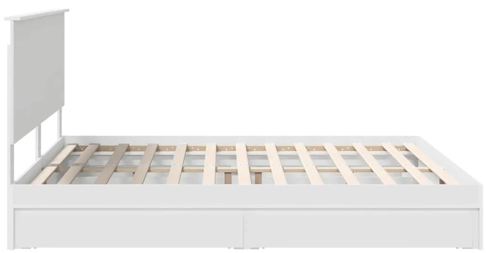 vidaXL Tárolós Ágy fejtámlával fiókkal Fehér 200 x 200 cm Faanyag
