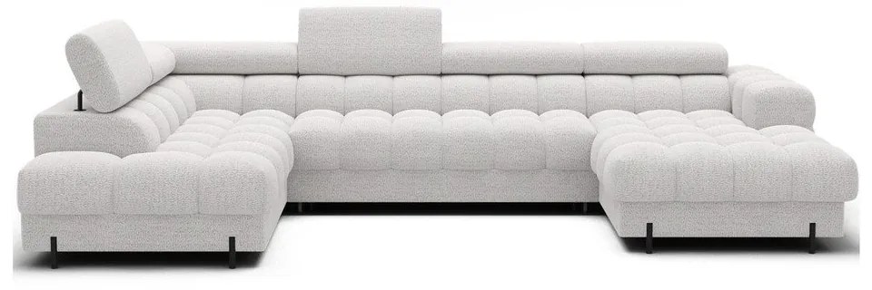 Krémszínű buklé kinyitható sarokkanapé (bal oldali-U alakú) Feraria – ELTAP