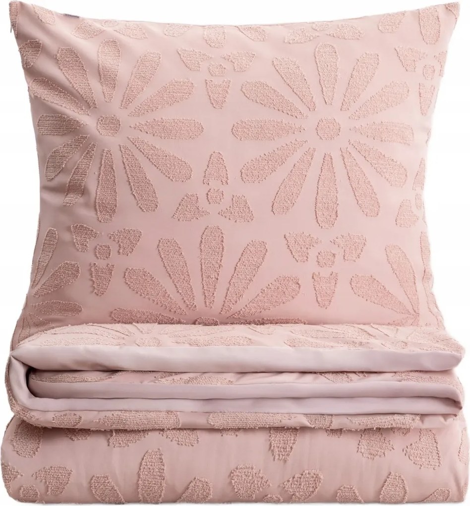 Silva mikroszálas ágyneműhuzat virágmintás varrásokkal rózsaszín 140x2
