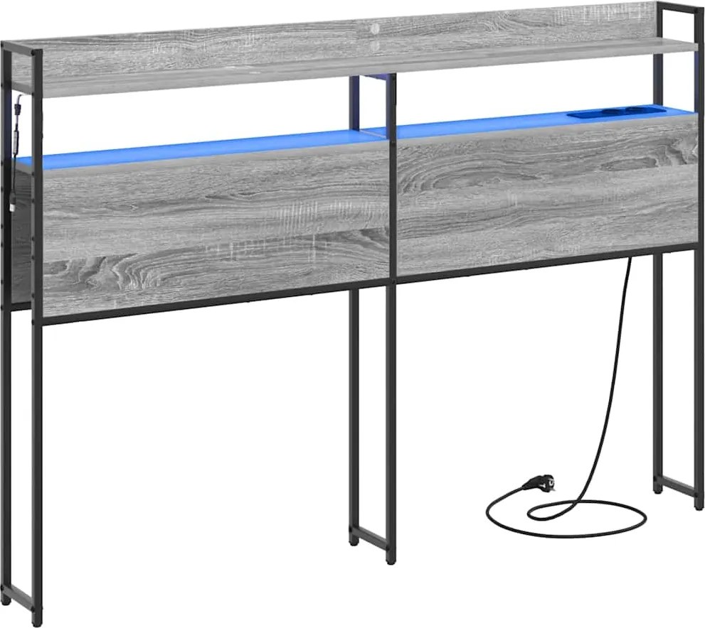 vidaXL Tároló fejtámla polcokkal Szürke sonoma 120 cm Faanyag
