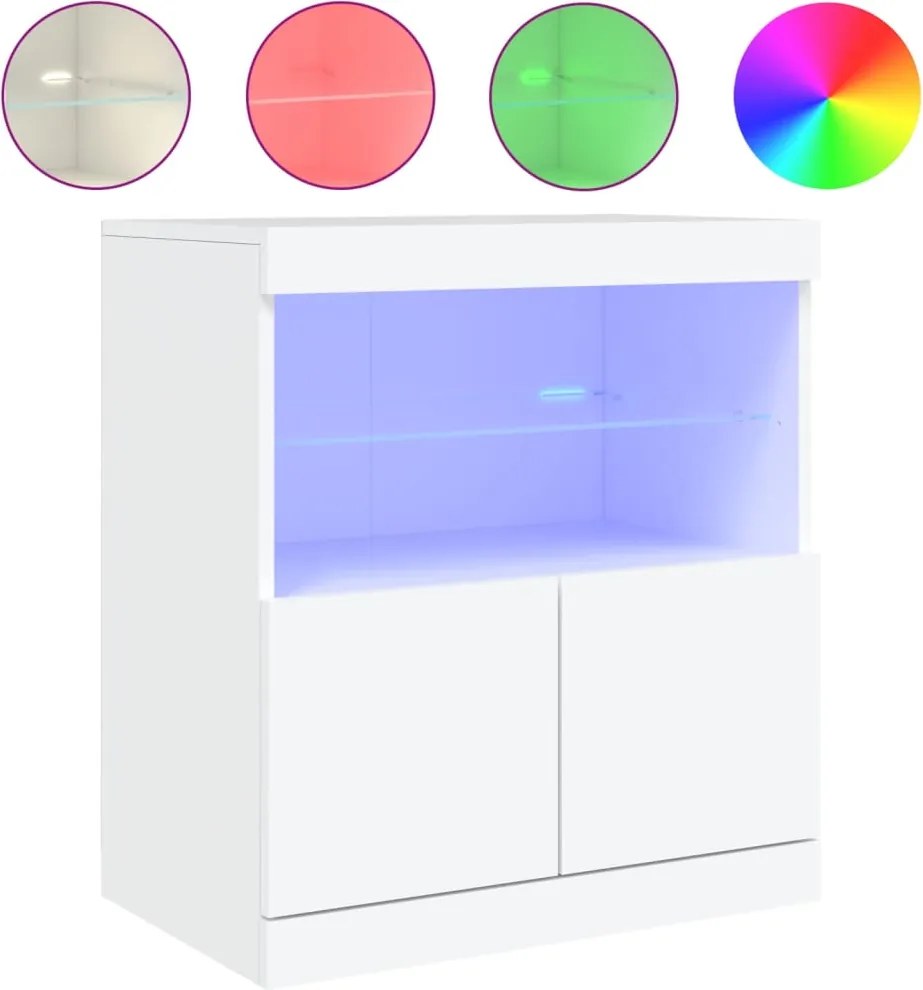 vidaXL fehér tálalószekrény LED-világítással 60 x 37 x 67 cm