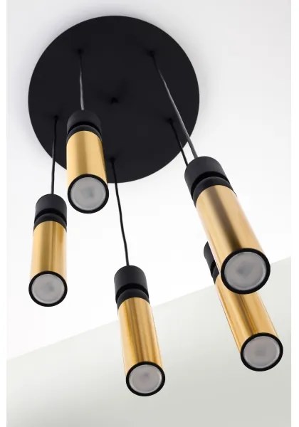 Jupiter 2017 - Csillár zsinóron ALAS 5xGU10/10W/230V arany/fekete