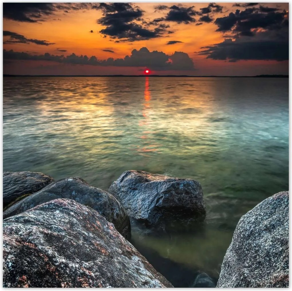 Poszterek 140x140 Sziklák Tenger Nap