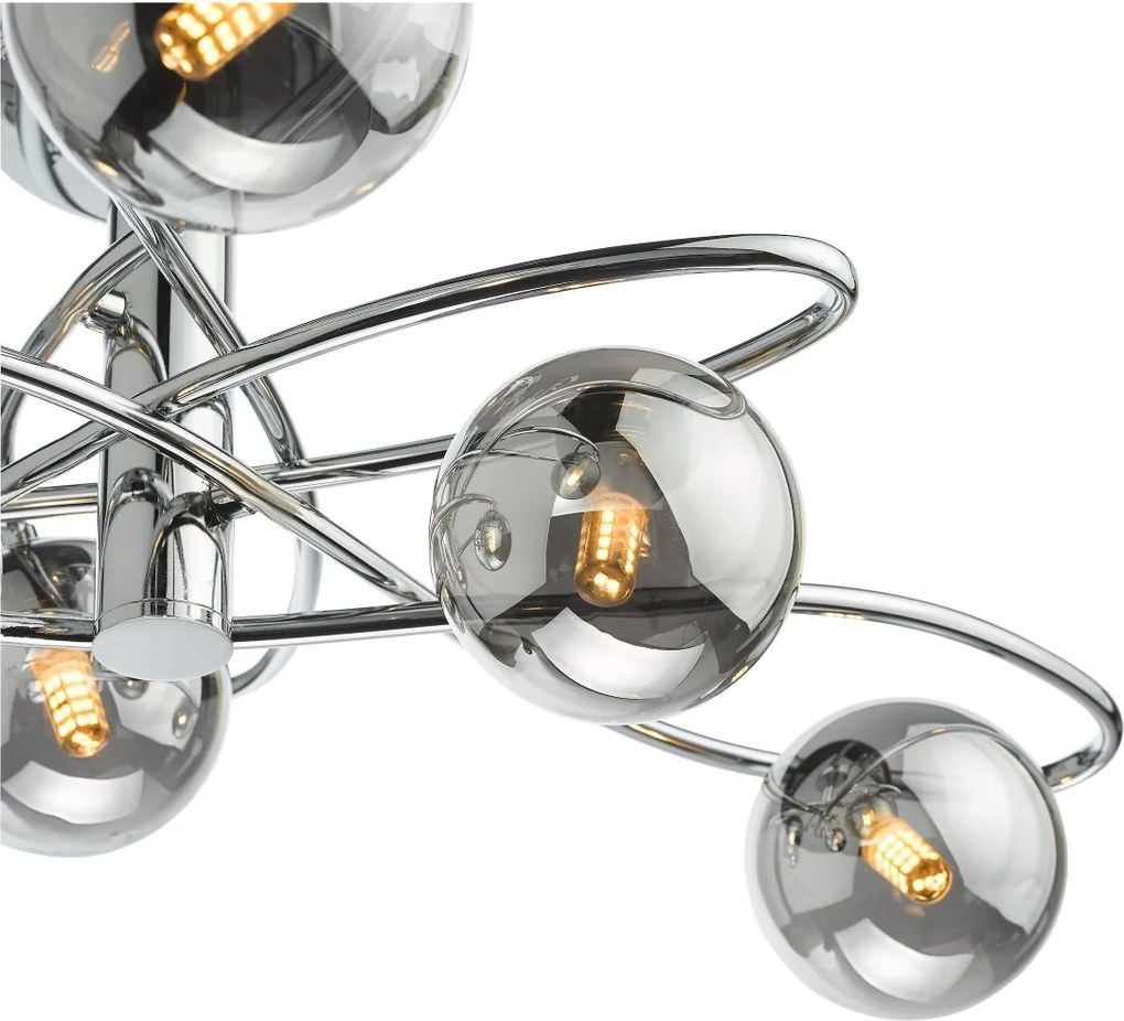 Dar Lighting modern mennyezeti lámpa lysandra füstös csiszolt króm darlys6450
