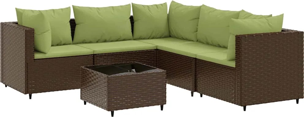 vidaXL 6 részes barna polyrattan kerti ülőgarnitúra párnákkal