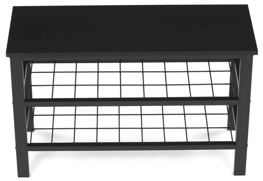 Suport pantofi cu 2 rafturi negre