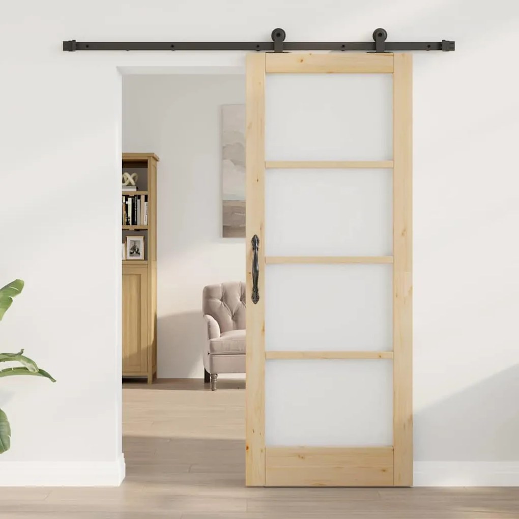 Csúszóajtó ORKDAL Barna 78 x 202 cm Fa és fém