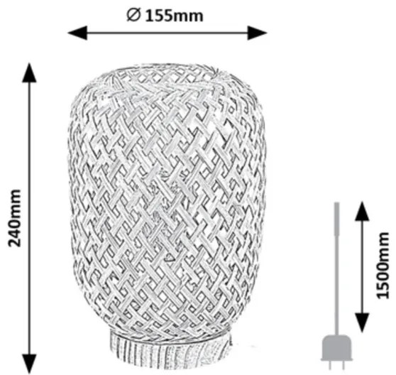 Rabalux 74016 - ALINAFE asztali lámpa 1xE14/25W/230V rattan