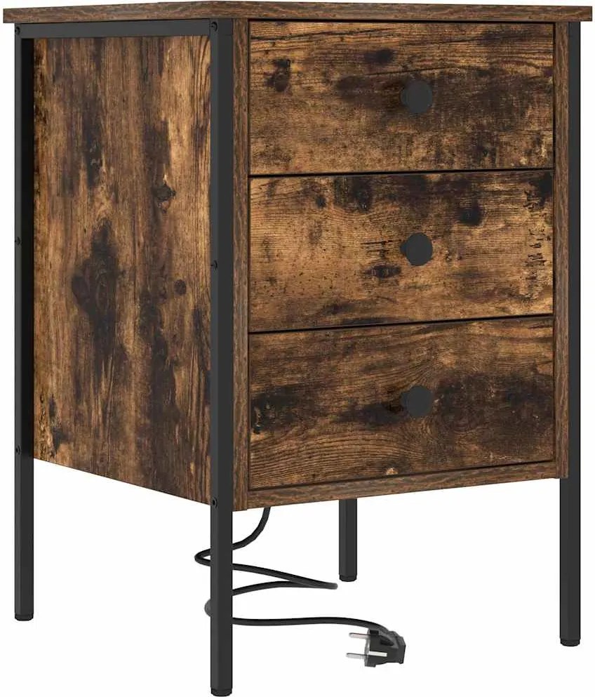 vidaXL Éjjeliszekrény fiókkal Füstölt tölgy 42 x 41 x 61 cm Faanyag