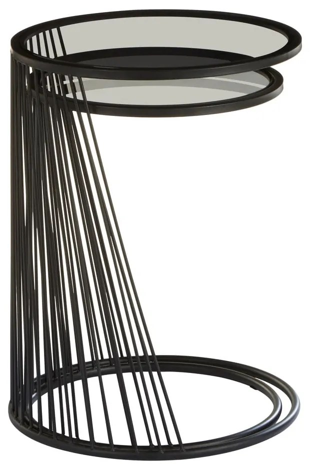 Kerek tárolóasztal szett üveg asztallappal 2 db-os Trento – Premier Housewares