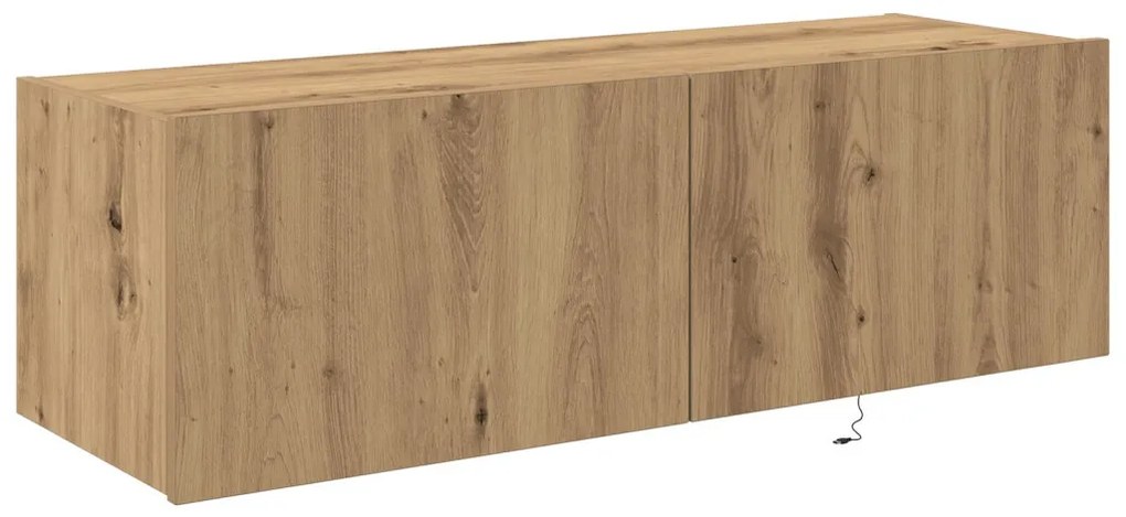 TV faliszekrény LED világítással, Kézműves tölgy 100x35x31 cm