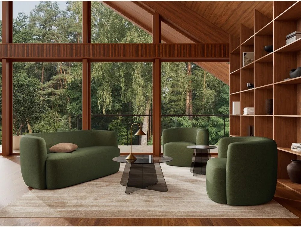 Szürke üveg kerek dohányzóasztal ø 80 cm Samos – Actona