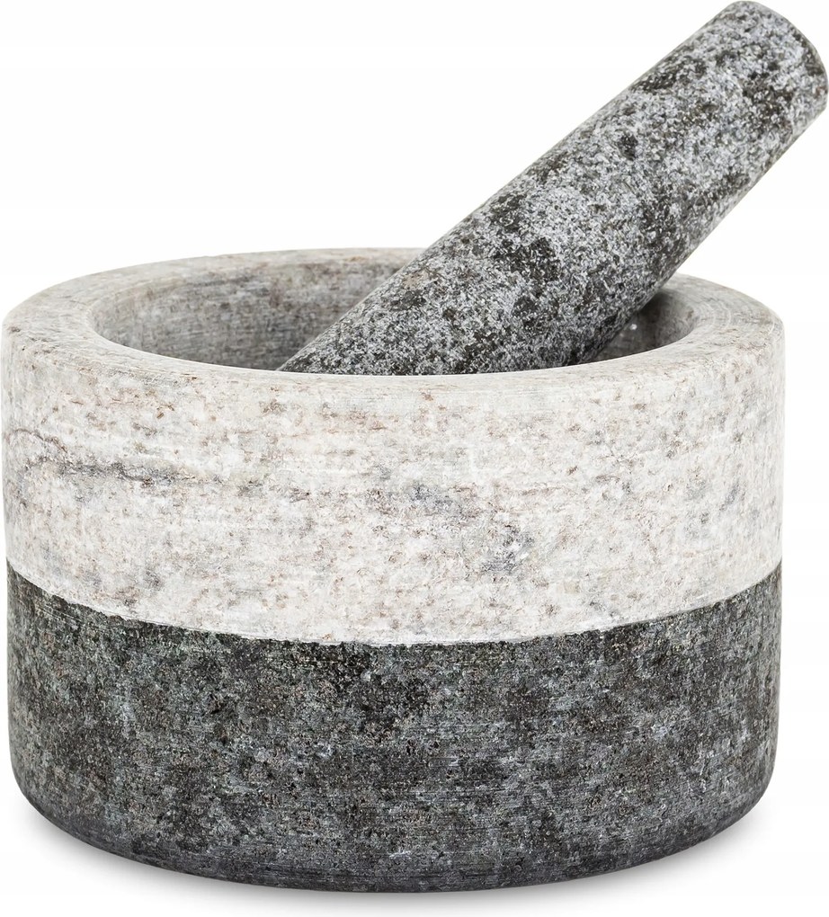 Márvány mozsár szürke fekete kétszínű funkcionális zúzó dekoráció