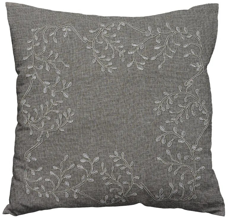 Dekoratív párnahuzat LEAFY LACE 40x40 cm, szürke