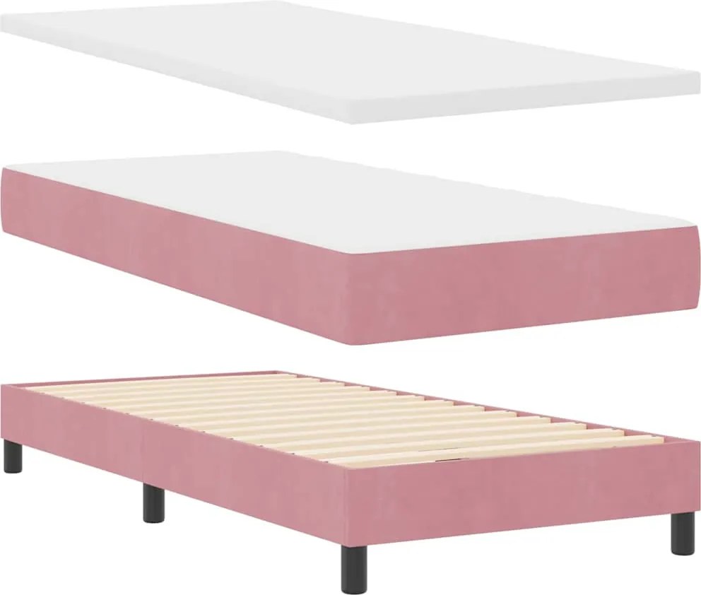 vidaXL LED Box Spring Ágy matracmal Rózsaszín 100 x 200 cm Bársony