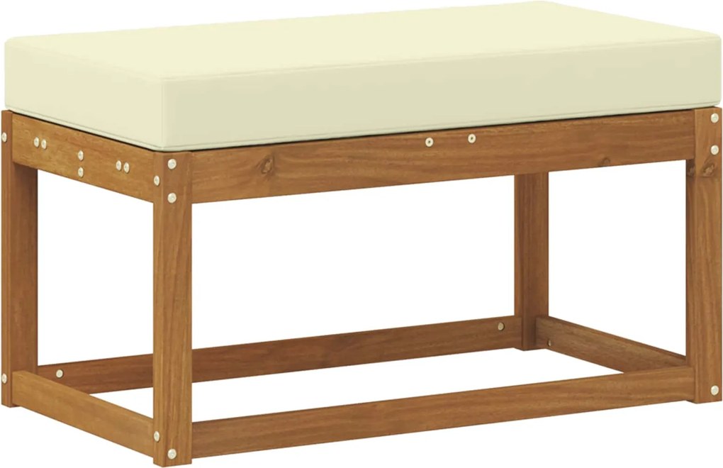 vidaXL Pad Természetes és krémszínű 79 x 43 x 37 cm Tömör Akácfa