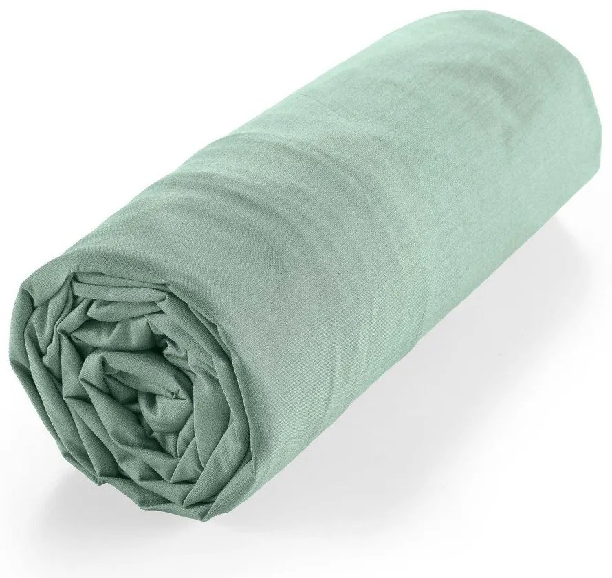 Világoszöld gumis bio pamut lepedő 140x190 cm Biolina – douceur d'intérieur