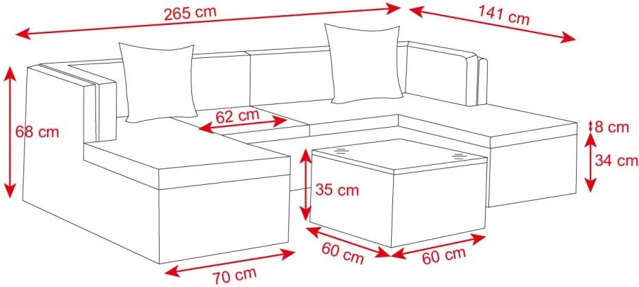 Catini Sevilla Kerti rattan sarokgarnitúra - fekete