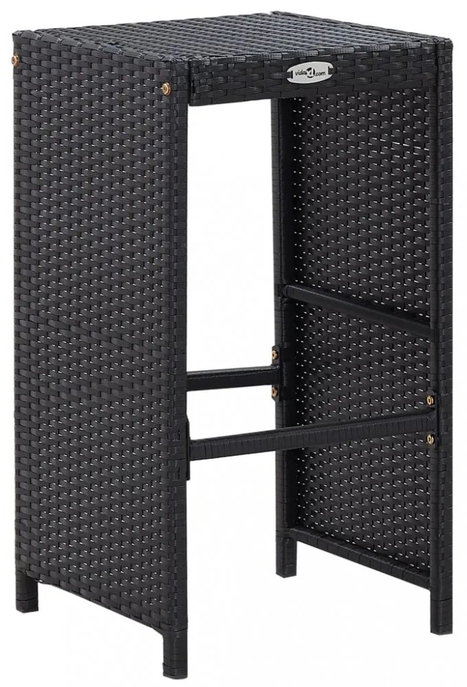 9-részes fekete kültéri polyrattan bárszett