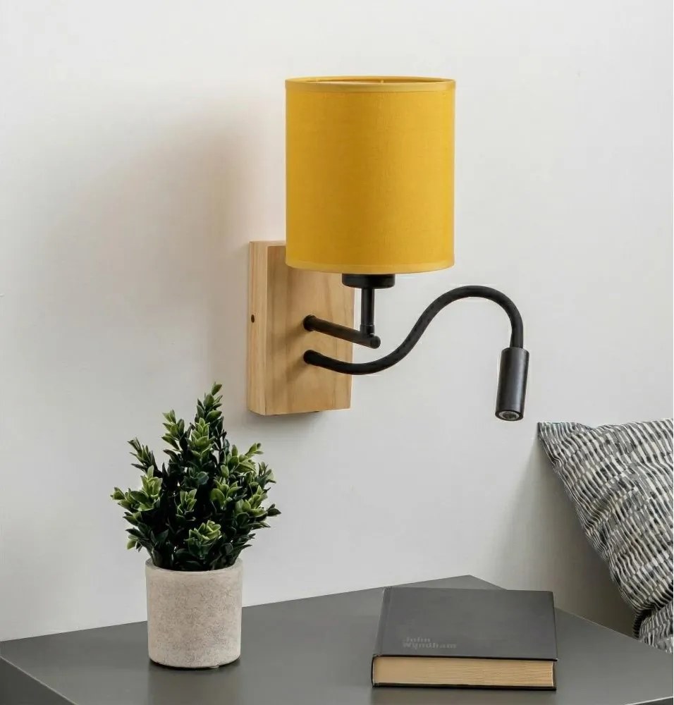 BRILAGI - LED fali lámpa NUBILA WOOD 1xE27/25W/230V + LED/3W tölgy/fekete/sárga