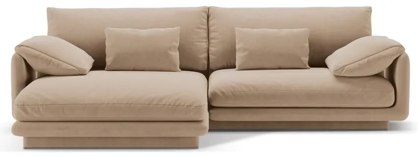 Bézs bársony sarokkanapé (bal oldali-heverő résszel) Torino – Micadoni