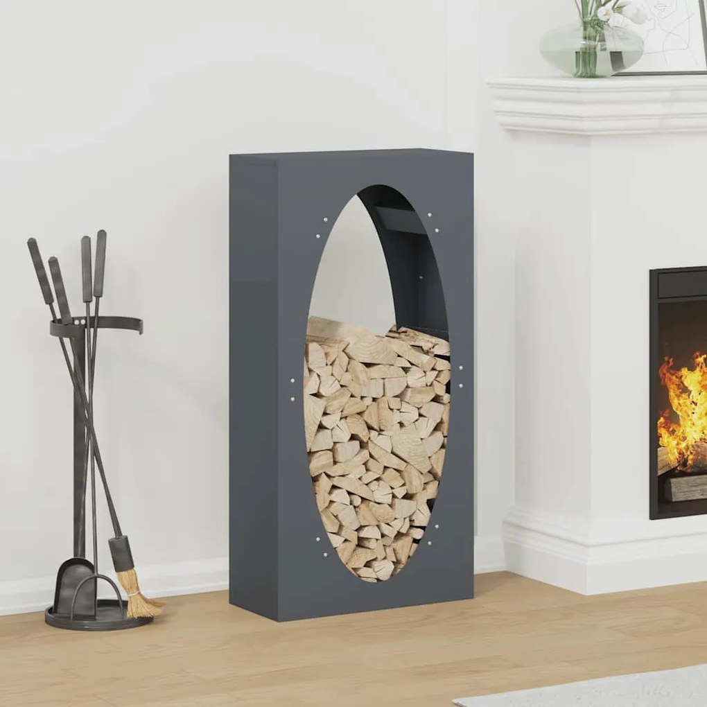 antracitszürke hidegen hengerelt acél tűzifatároló 50x23x100 cm