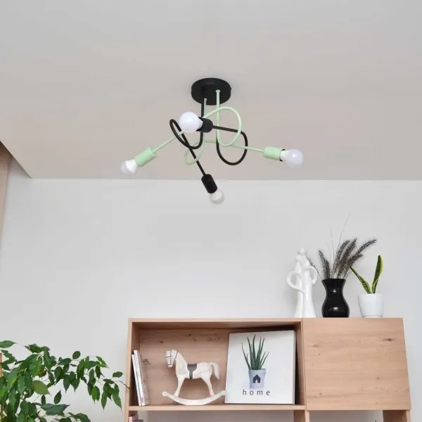 Felületre szerelhető csillár OXFORD 4xE27/15W/230V fekete/zöld