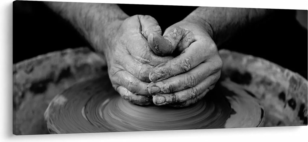 Fekete-fehér kép - kerámia gyártás (120x50 cm)