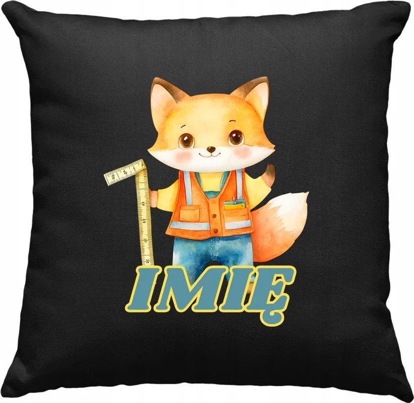 Gyerek párna Róka Munka +Név Fekete