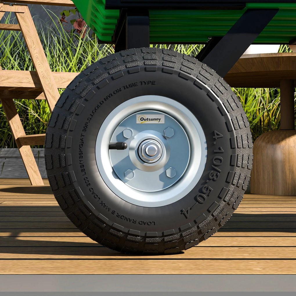 Outsunny 4 darabos pótgumi kerekek 255 mm átmérővel és 16 mm-es furattal kerti kocsikhoz, talicskákhoz és dömperekhez | Aosom