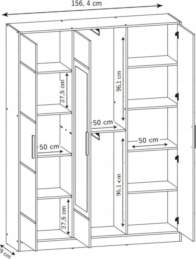 Eden2 3D Gardróbszekrény 156,4cm, Fehér