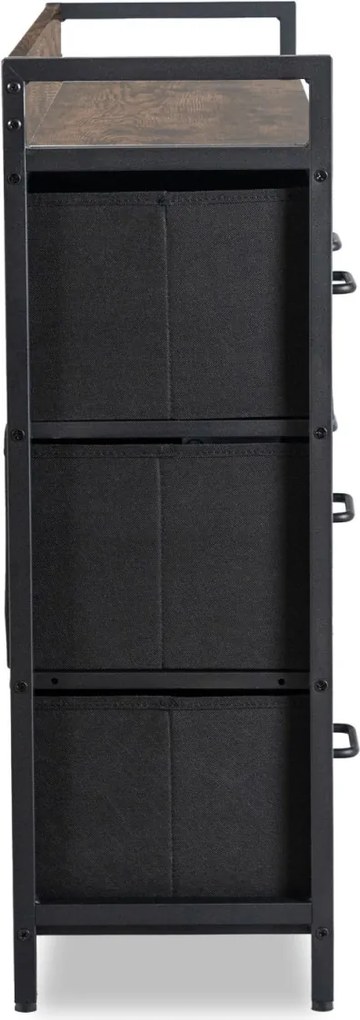 Komoda z Szufladami HUDSON 98 cm Dąb Rustykalny/Czarny