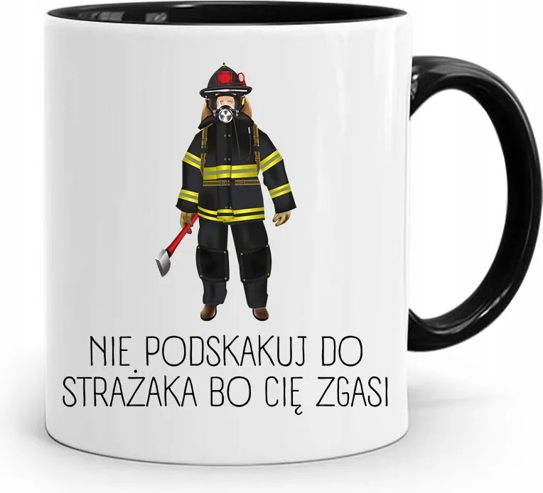 Bögre Fekete Ajándék Tűzoltónak Ne Ugorj Fel fényképes nyomattal