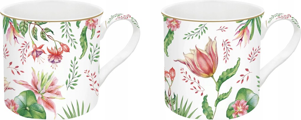 2x bögre két személynek 300ml minimalizmus színes virágok ajándékba