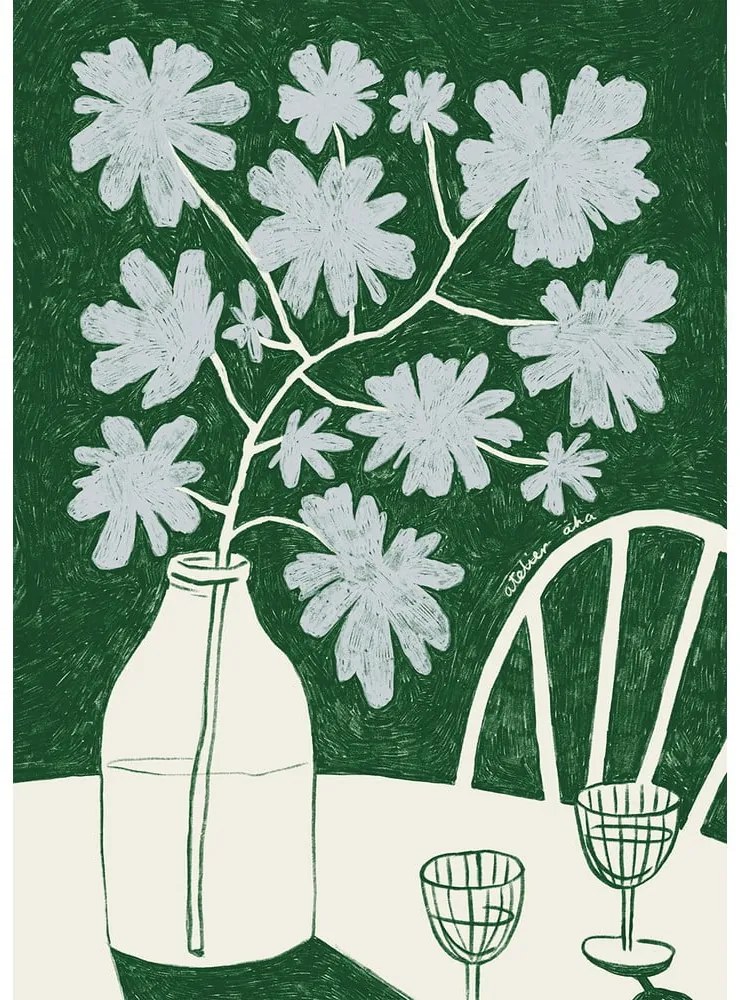 Poszter 30x40 cm Blue Flowers & Red Wine – Anouk van Cleef – The Poster Club