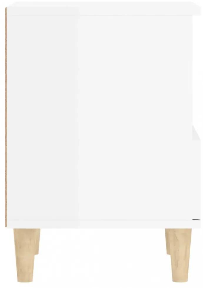 2 db magasfényű fehér éjjeliszekrény 40x35x50 cm
