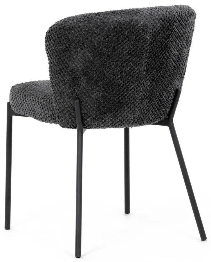 Scaun de sufragerie, stofă gri, picioare metalice negre